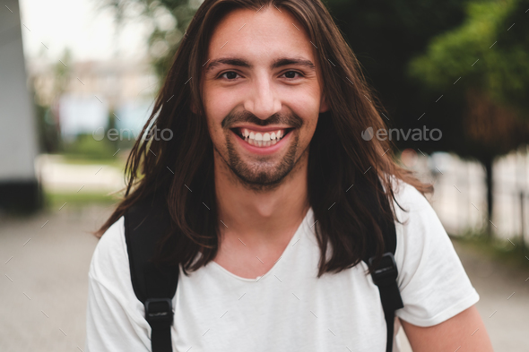 Portrait happy man smiling - Stock Photo - Images