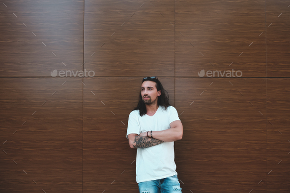 Attractive man crossed hands - Stock Photo - Images