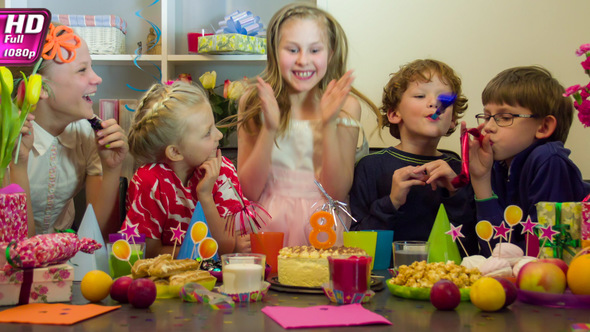 Birthday Girl Blows out the Candles, Stock Footage | VideoHive