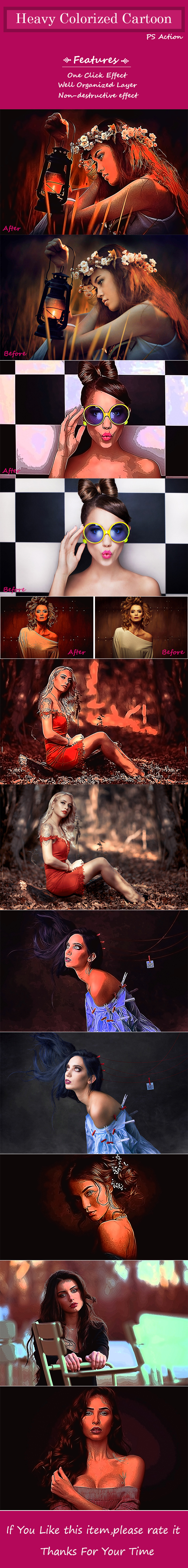 Heavy Colorized Cartoon Effect - Photo Effects Actions
