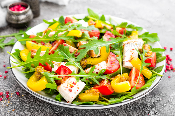 Chicken fillet with fresh vegetable salad - Stock Photo - Images