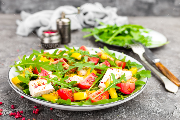 Chicken fillet with fresh vegetable salad - Stock Photo - Images