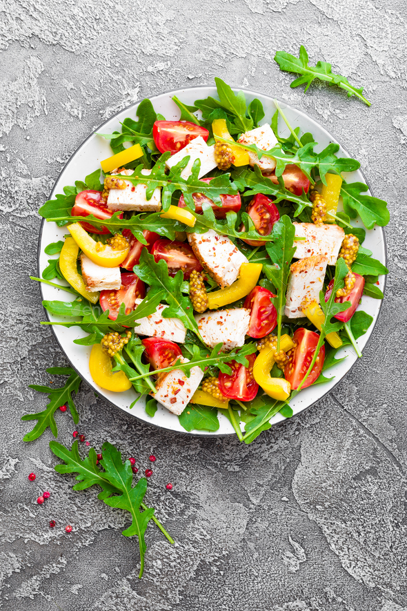 Chicken fillet with fresh vegetable salad - Stock Photo - Images