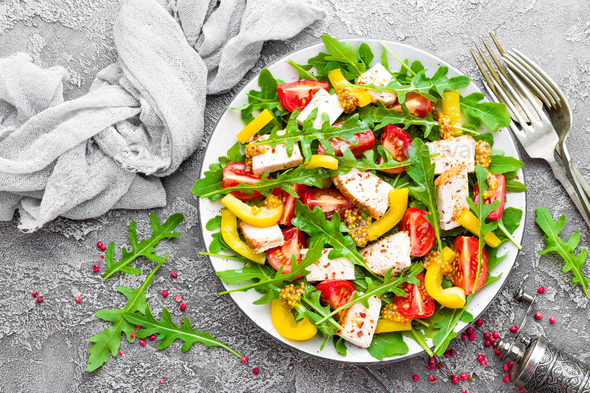 Chicken fillet with fresh vegetable salad - Stock Photo - Images
