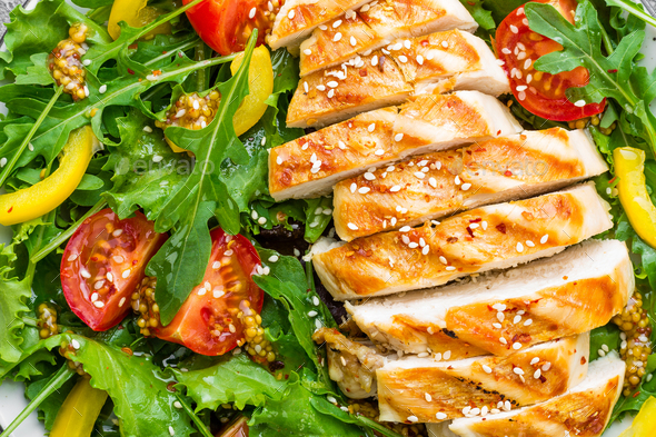 Chicken fillet with fresh vegetable salad - Stock Photo - Images