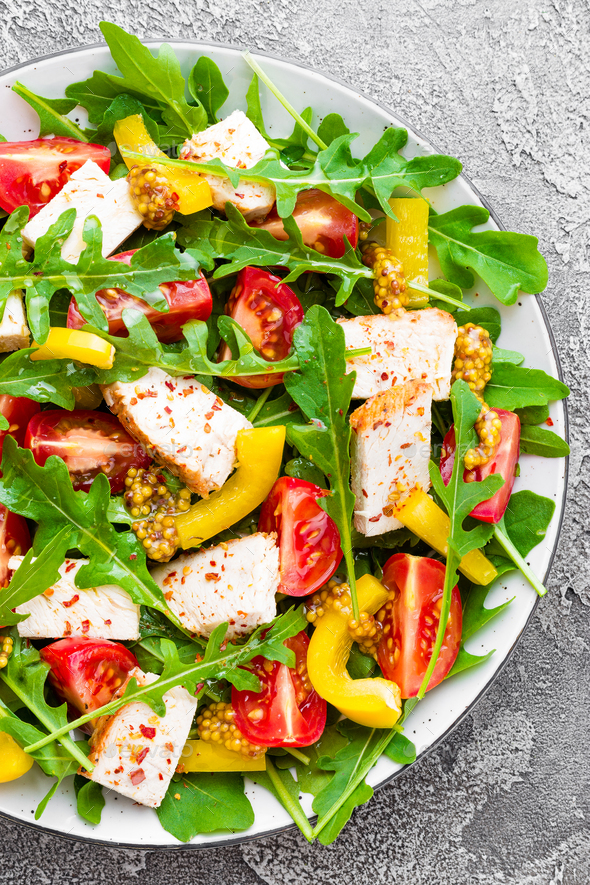 Chicken fillet with fresh vegetable salad - Stock Photo - Images