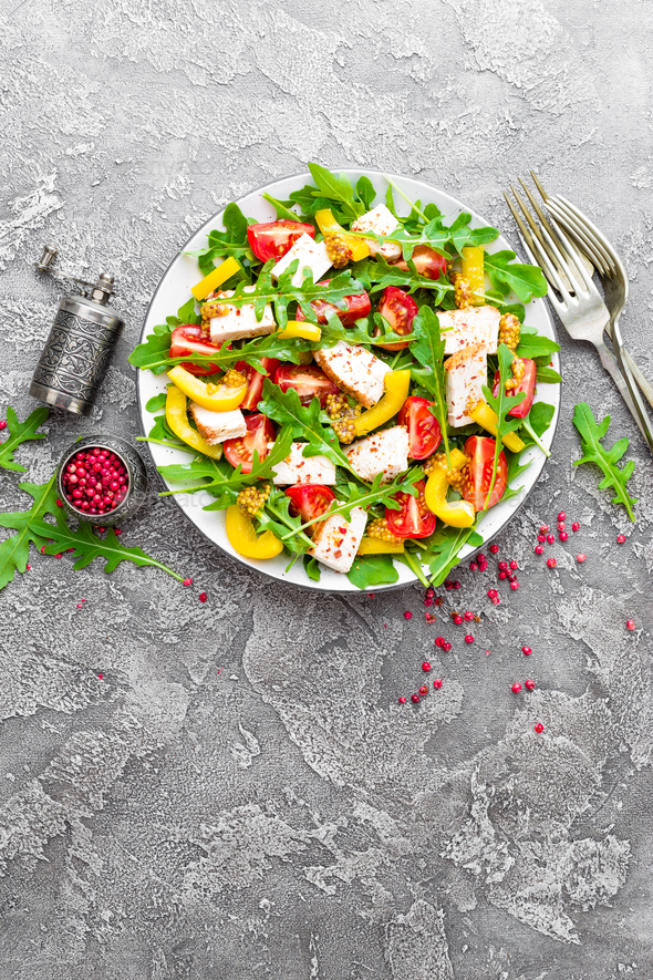 Chicken fillet with fresh vegetable salad - Stock Photo - Images