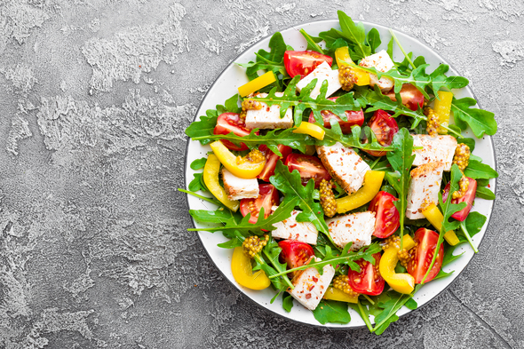Chicken fillet with fresh vegetable salad - Stock Photo - Images