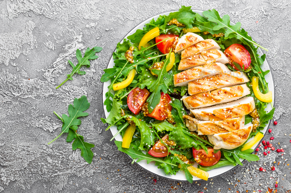 Chicken fillet with fresh vegetable salad - Stock Photo - Images