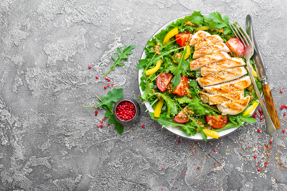 Chicken fillet with fresh vegetable salad - Stock Photo - Images