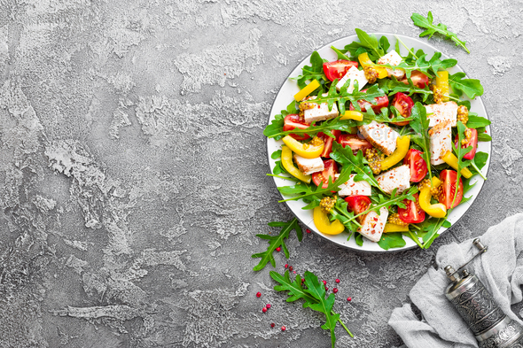 Chicken fillet with fresh vegetable salad - Stock Photo - Images