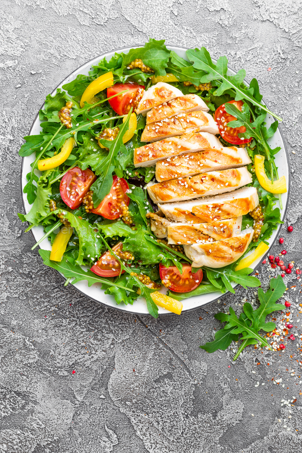 Chicken fillet with fresh vegetable salad - Stock Photo - Images