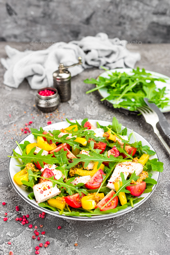 Chicken fillet with fresh vegetable salad - Stock Photo - Images