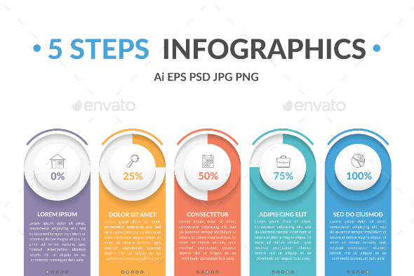 Infographic Template with 5 Steps - Infographics