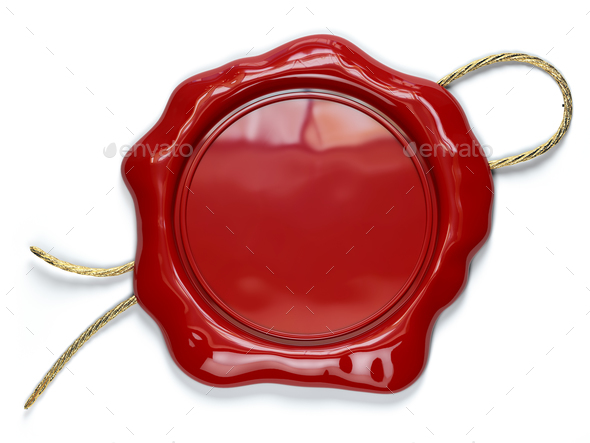 Red wax seal or stamp with copy space isolated on white backgrou Stock  Photo by maxxyustas