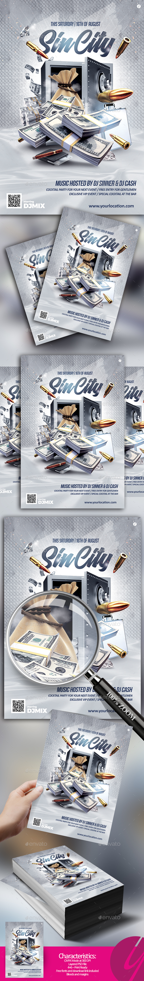 Sin City Flyer - Clubs & Parties Events