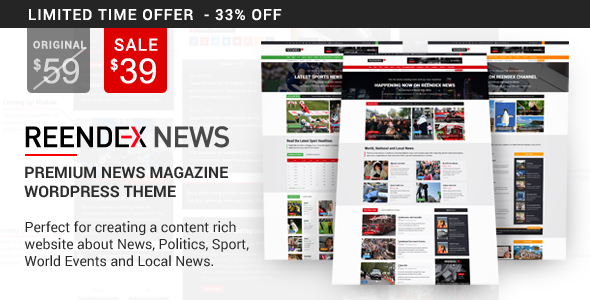 Reendex - Broadcast News Magazine WordPress Theme Free Download