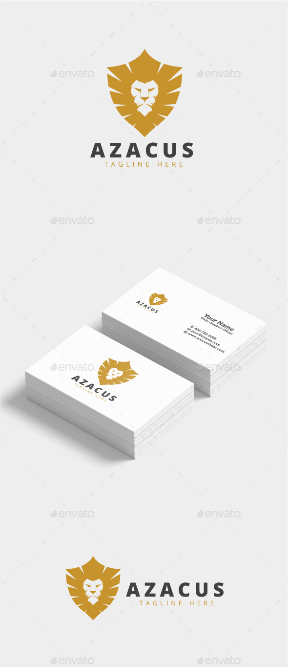 Azacus Lion Shield Logo - Animals Logo Templates
