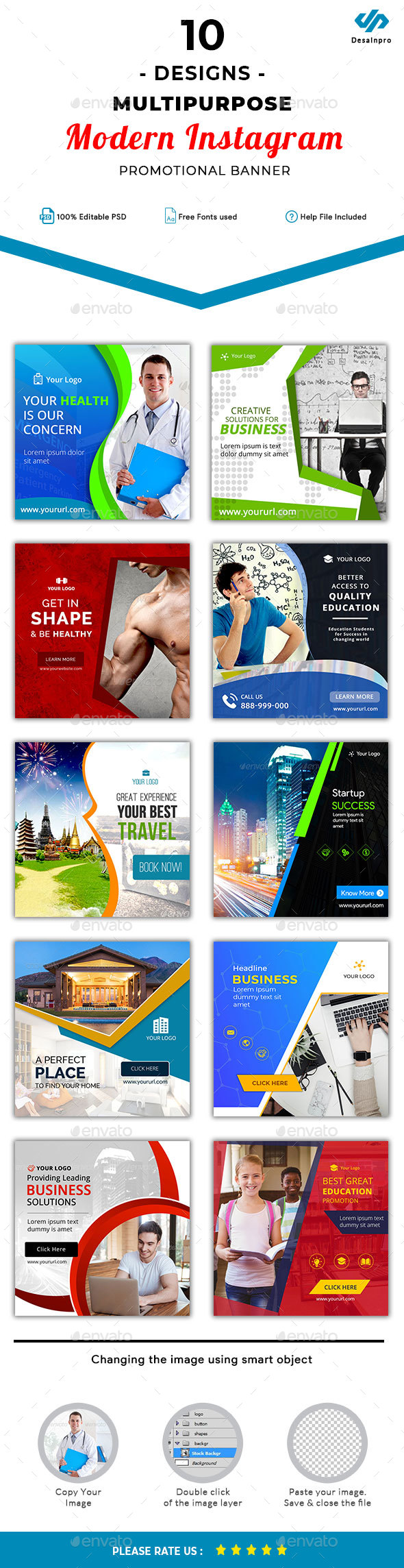 10 Multipurpose Instagram Template - AR