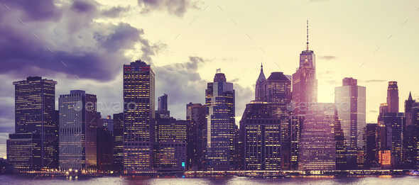 Manhattan Skyline At Sunset New York Stock Photo By Maciejbledowski