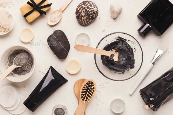 Natural cosmetics for home or salon spa treatment - Stock Photo - Images