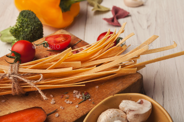 Cooking handmade pasta background - Stock Photo - Images