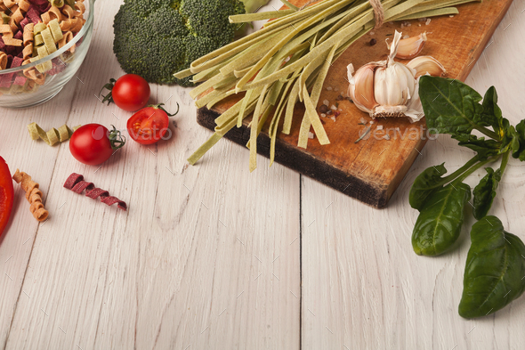 Cooking handmade pasta background - Stock Photo - Images
