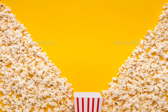 Download Popcorn On Yellow Background Top View Stock Photo By Prostock Studio Yellowimages Mockups