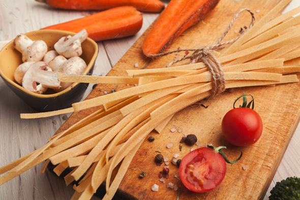 Cooking handmade pasta background - Stock Photo - Images