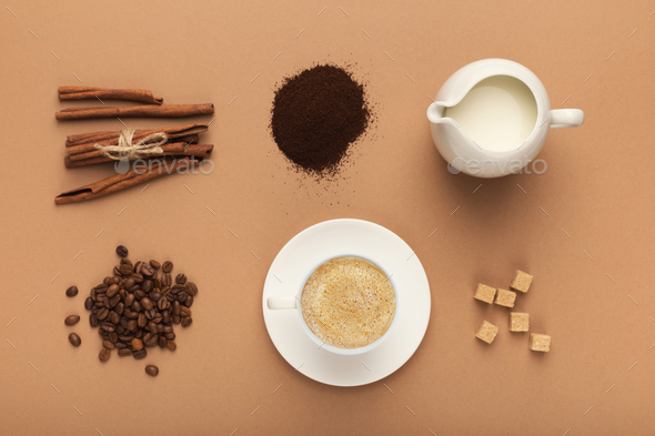 Preparing coffee background, top view - Stock Photo - Images