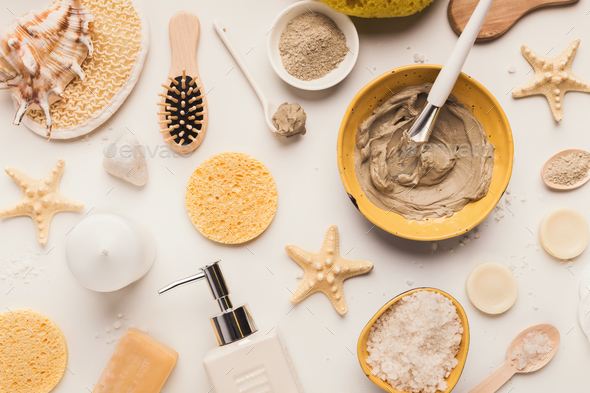 Natural cosmetics for home or salon spa treatment - Stock Photo - Images