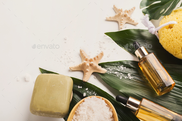 Natural cosmetics for home or salon spa treatment - Stock Photo - Images