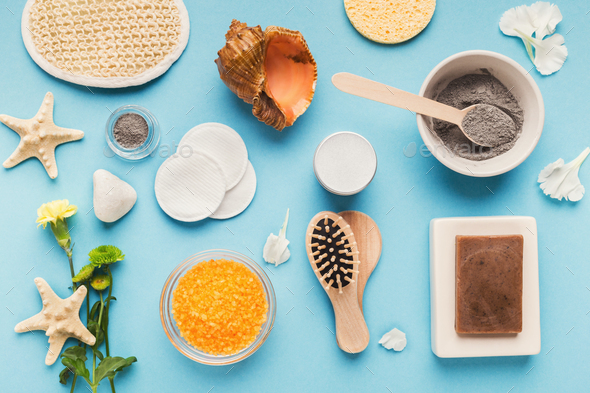 Natural cosmetics for home or salon spa treatment - Stock Photo - Images