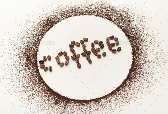 Circle made of coffee powder on white isolated background - Stock Photo - Images