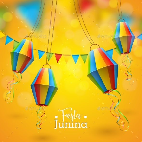 Festa Junina Illustration with Party Flags - Miscellaneous Seasons/Holidays