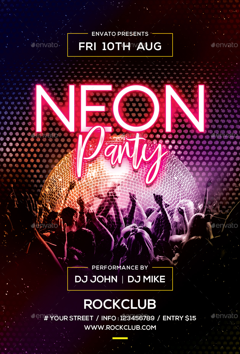 Neon Party, Print Templates | GraphicRiver