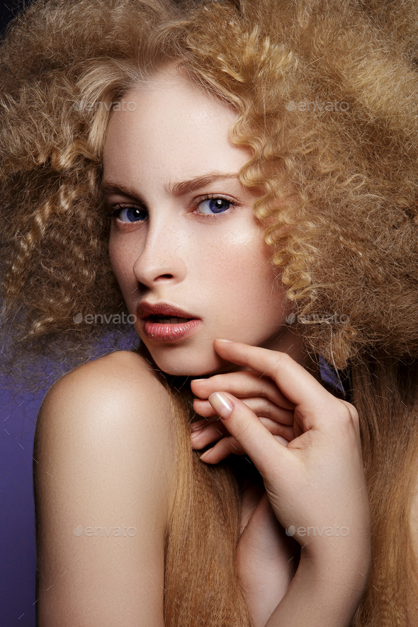 Beauty Portrait. Curly Hair - Stock Photo - Images