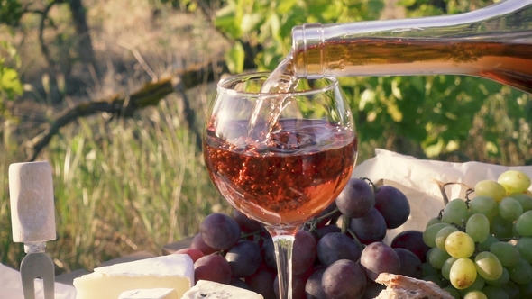 Rose Wine Can Be Poured Into a Glass