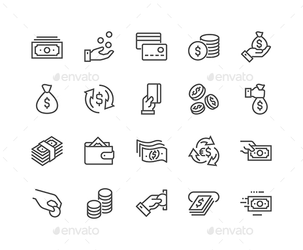 Lined Money Icons - Icons