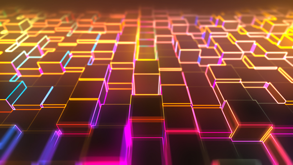 Abstract Neon Cube Background 01 alt