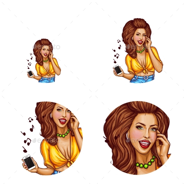 Vector Avatar of Woman Music Lover - People Characters