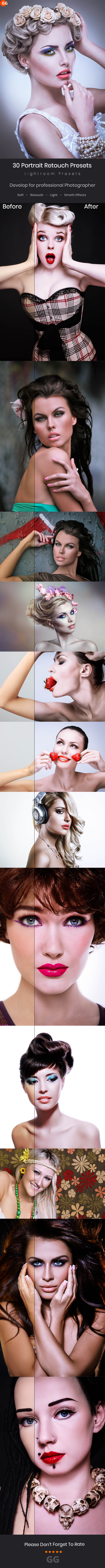 30 Portrait Retouch Presets - Portrait Lightroom Presets