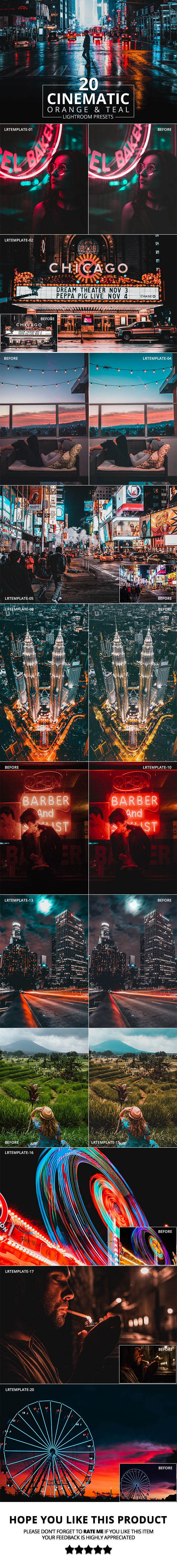 20 Cinematic Orange and teal Lightroom Presets - Lightroom Presets Add-ons