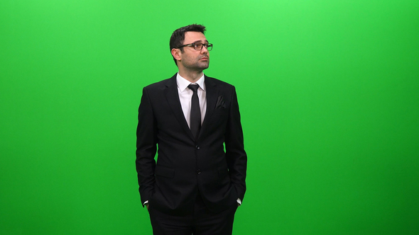 Businessman Searching on Green Screen
