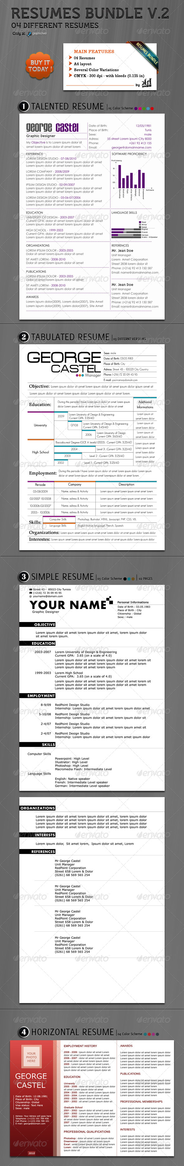 Resumes Bundle V.2 (4 in 1) - Resumes Stationery
