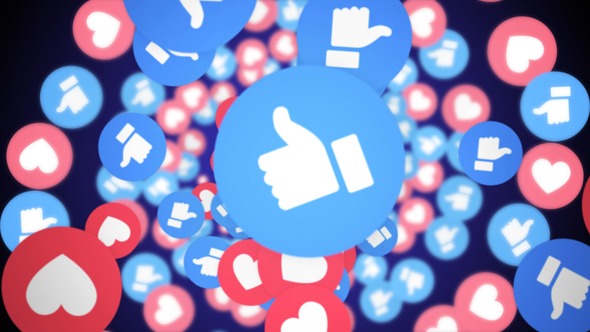 Four Falling Social Network Emoji: Like and Hearts with Alpha Channel (4 Videos)) alt