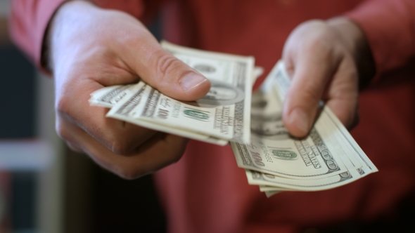 Man Counting Dollar Bills of Male Hands Count Money Cash, Stock Footage