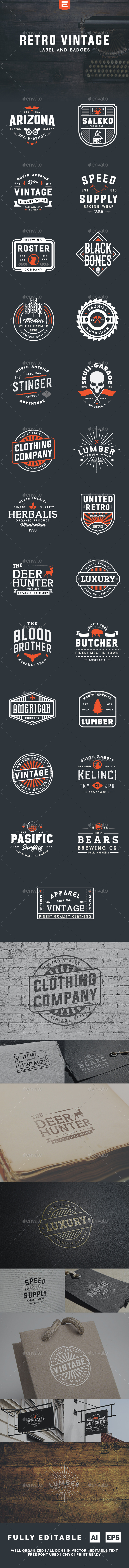 Retro Vintage Label and Badges - Badges & Stickers Web Elements