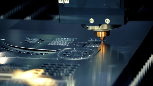 CNC Laser Cutting of Metal, Modern Industrial Technology., Stock Footage