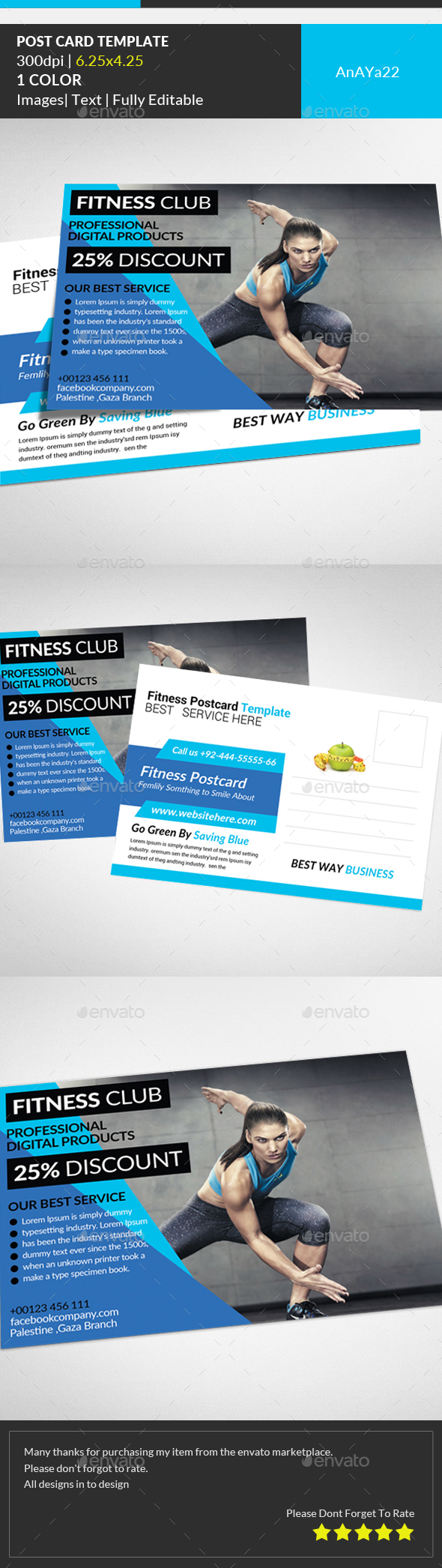 Fitness Postcard Psd Template - Cards & Invites Print Templates